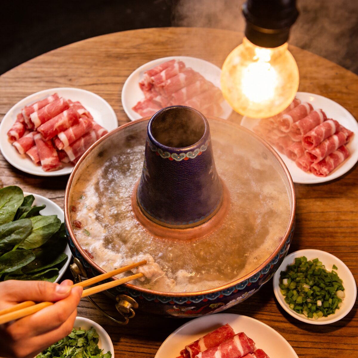铜锅涮肉实拍